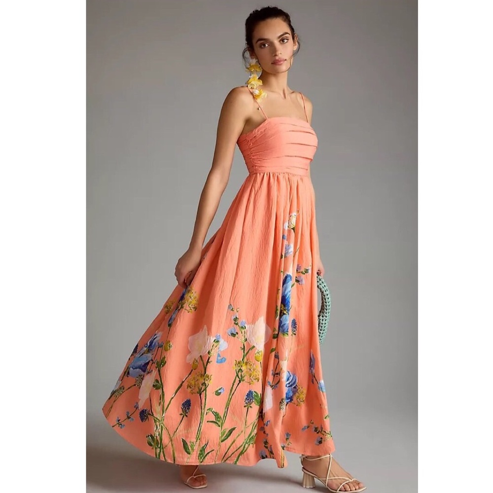 Anthropologie Lorelei Ruched-Bodice Midi Dress